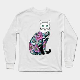 Cat In Lotus Tattoo Long Sleeve T-Shirt